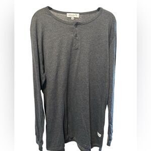 NWT Kinetix Casual Luxury Men’s Black Heather Long Sleeve Henley - Size XXL
